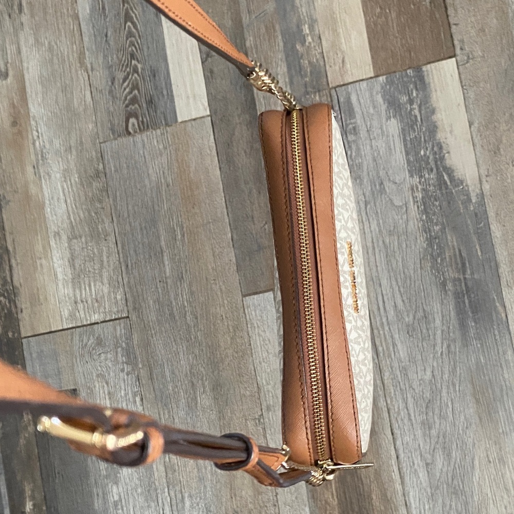 Michael Kors Tan and Cream Logo Crossbody Bag - Picture 10 of 16